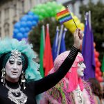 Participants attend the Prague Pride Parade where thousands marched through the city centre in support of gay rights, in Czech Republic